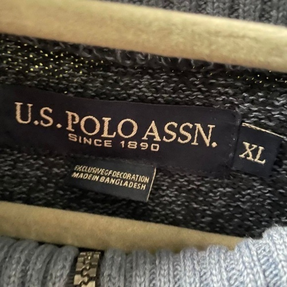 U.S. Polo Assn Mens XL Full Zip Sweater Navy Blue Cotton Blend Old Money Preppy - Picture 3 of 7